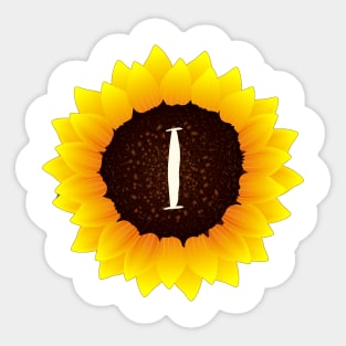 Floral Monogram I Bright Yellow Sunflower Sticker